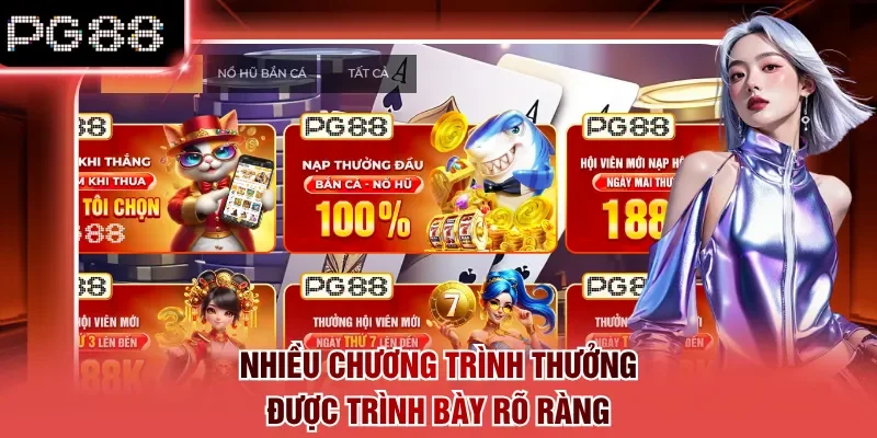 Nhiều chương trình thưởng được trình bày rõ ràng